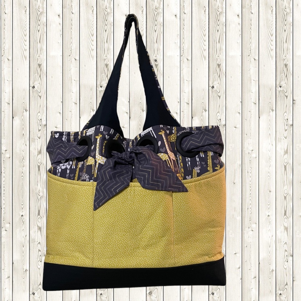 NEW Giraffe Print Dipper Bag Tote, Unique, Handmade, Pockets, Quilted